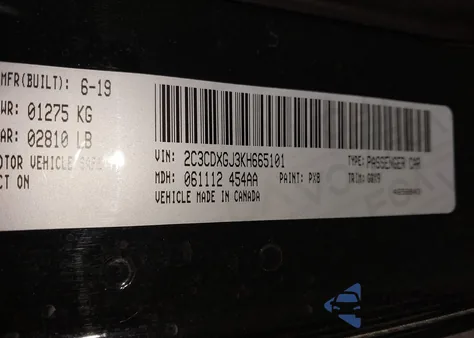 2019 Dodge Charger Scat Pack Rwd from USA, damaged, VIN 2C3CDXGJ3KH665101